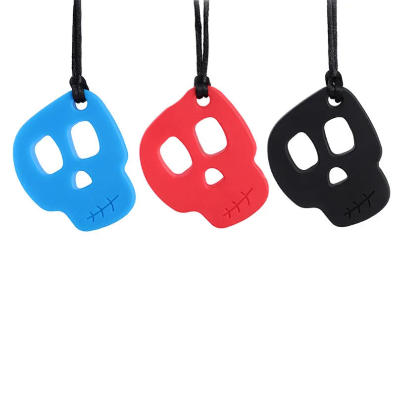 Silicone Skull Teething Necklace for Babies - Sensory Chewy Toy for Autism and ADHD