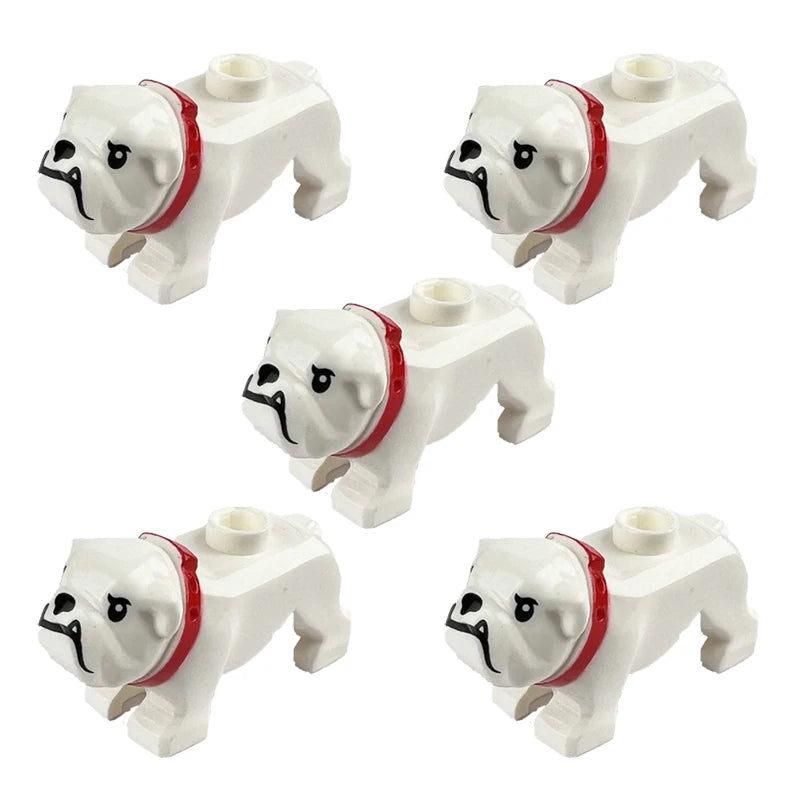 Compatible Animals Building Blocks for Children MOC Golden Hair Police Dog Husky Bulldog Chihuahua Model Bricks Kids DIY Toys 5P