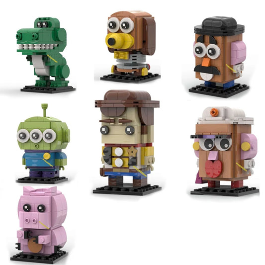 New Hot Famous Toys Movie Series Toy Storyed Character Square Head Figures Model Blocks Diy Creative Ideas Kid Birthday Gifts