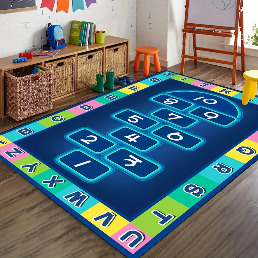Children'S Hop Count Rugs Hopscotch Large Area ABC Alphabet Education Playroom Carpet Decor Bedroom Anti-Slip Floor Mat Alfombra