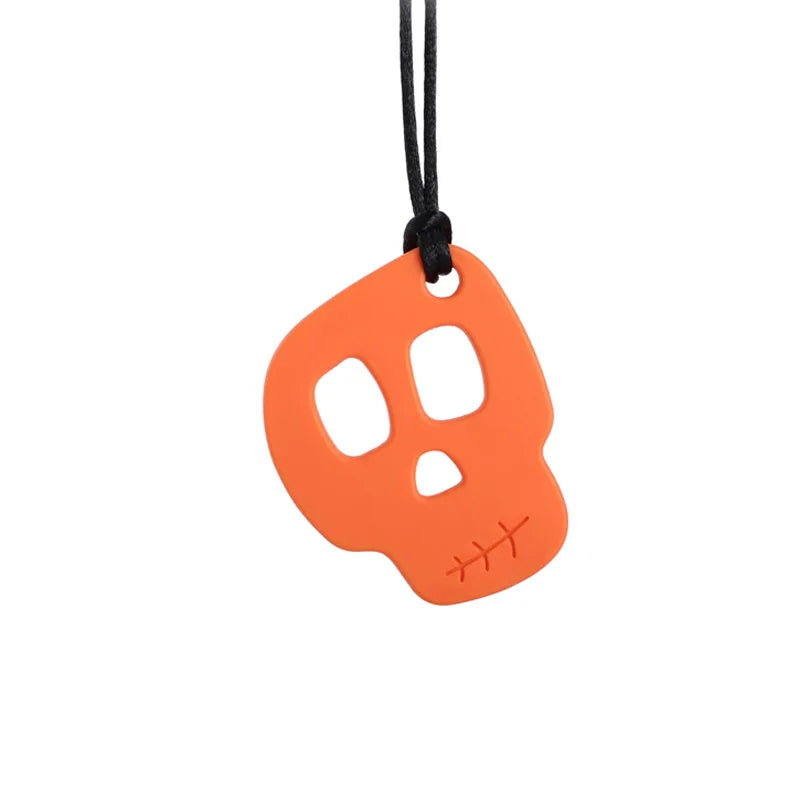Silicone Skull Teething Necklace for Babies - Sensory Chewy Toy for Autism and ADHD