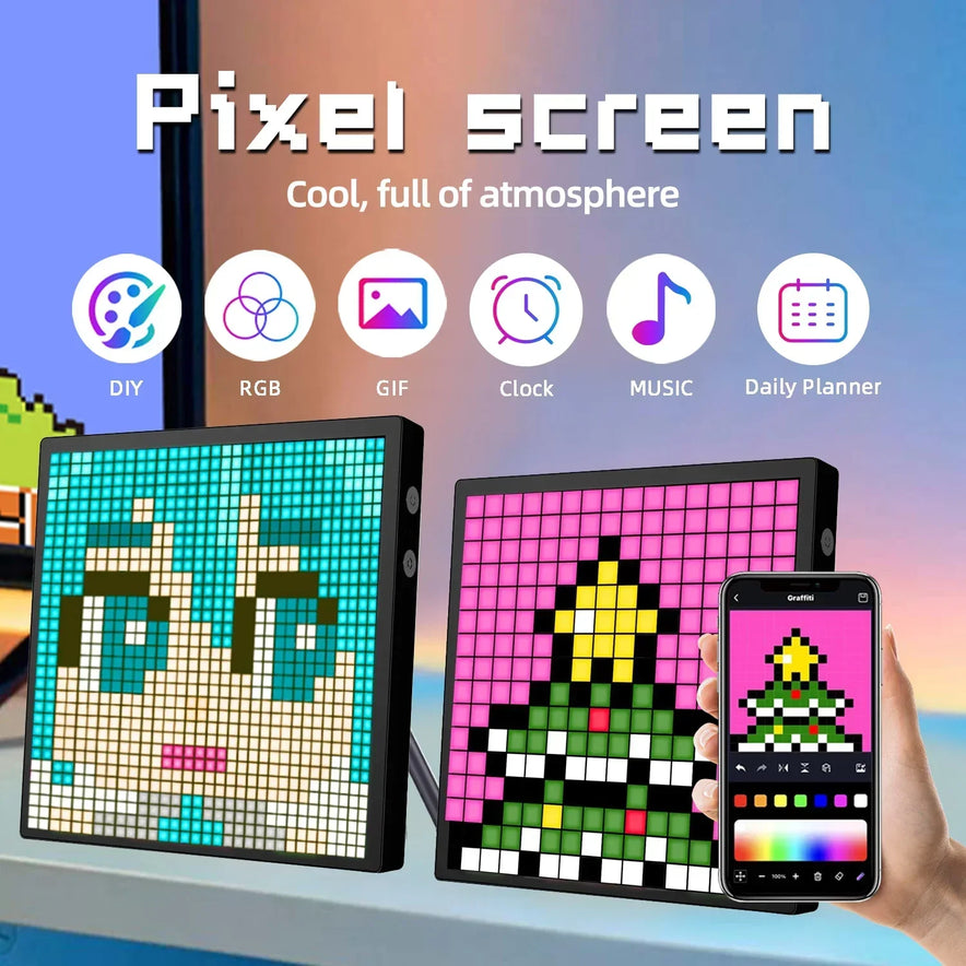 Smart LED Matrix Pixel Display RGB DIY Graffiti Bluetooth App Control Art Display for Gaming Room Decor Cool Animation Frame