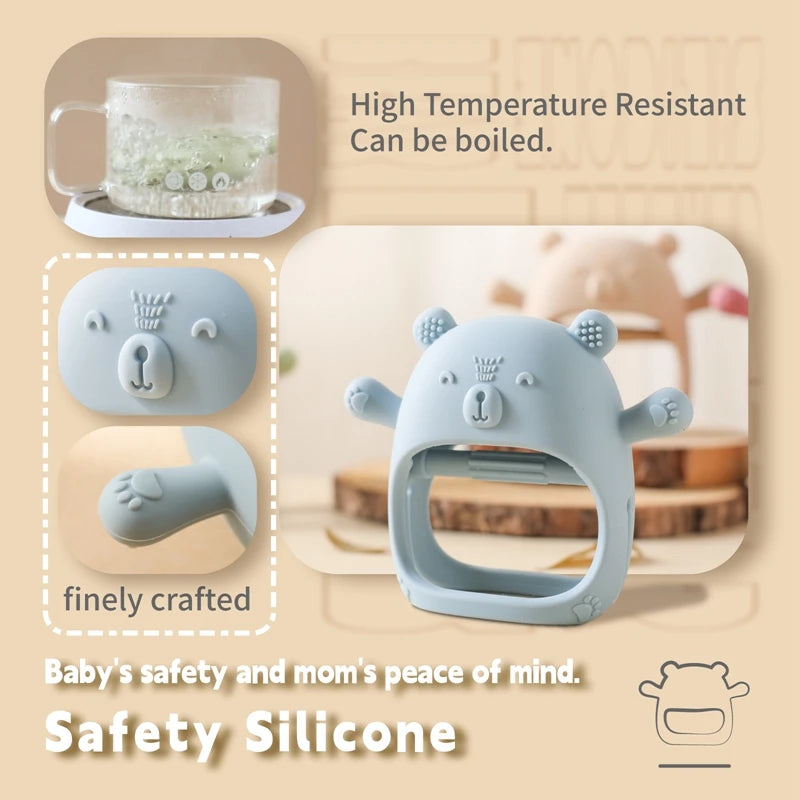 Baby Teether Gloves Kids Cartoon Bear Teething Silicone Dental Care Gums Anti-Eating Hand Molar Stick BPA Free Baby Accessorie