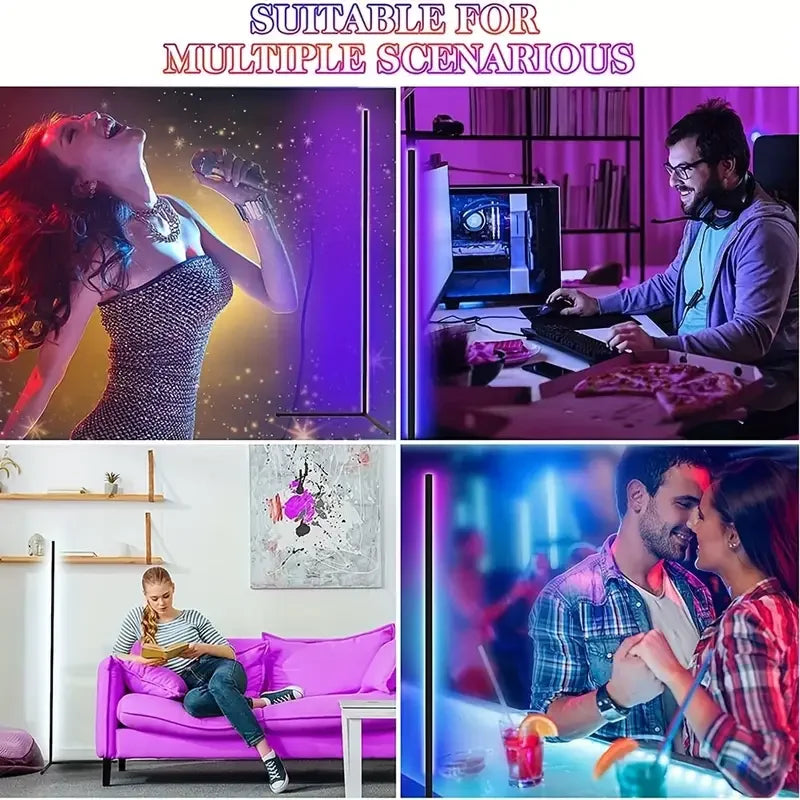 RGB LED Smart Modern Floor Lamp Music Synchronization 16 Million DIY Color Change Suitable for Gaming Room Parties, Etc.