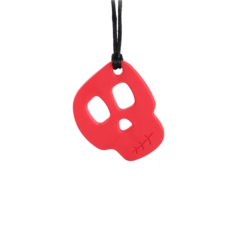 Silicone Skull Teething Necklace for Babies - Sensory Chewy Toy for Autism and ADHD