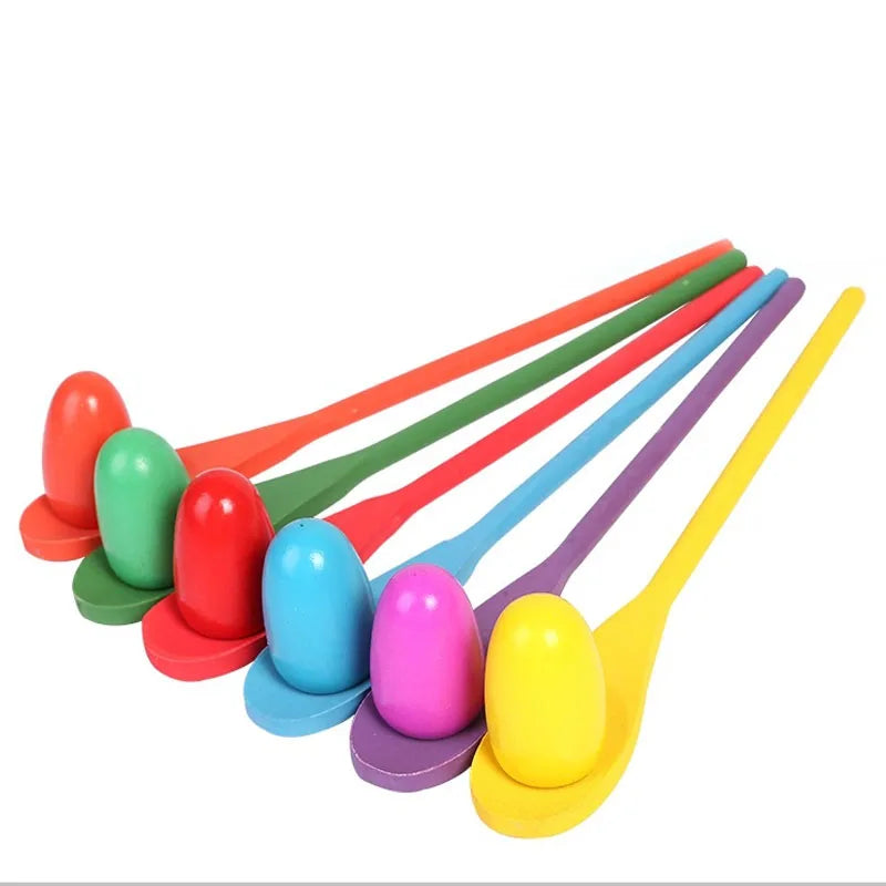 6PCS Balance Spoon Parent-Child Sensory Training Game Puzzle Egg Spoon Toy Outdoor Early Education Sports Balance Game Toy