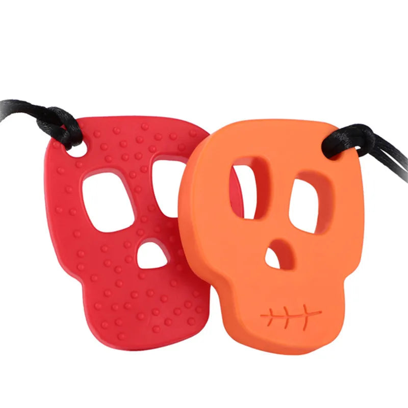 Silicone Skull Teething Necklace for Babies - Sensory Chewy Toy for Autism and ADHD