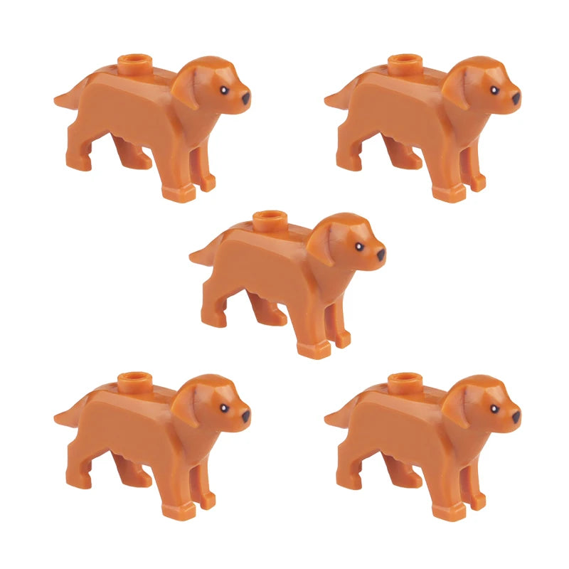 Compatible Animals Building Blocks for Children MOC Golden Hair Police Dog Husky Bulldog Chihuahua Model Bricks Kids DIY Toys 5P