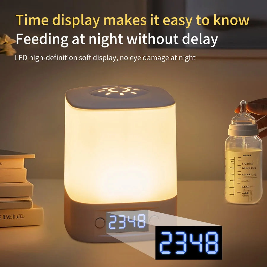 Remote Control Night Lamp Rechargeable Table Lamp Clock Display Soft Sleeping Lamp Touch Switch Bedside Lamp for Bedroom