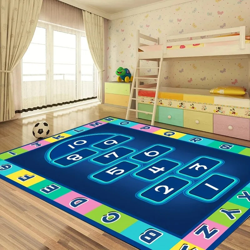 Children'S Hop Count Rugs Hopscotch Large Area ABC Alphabet Education Playroom Carpet Decor Bedroom Anti-Slip Floor Mat Alfombra