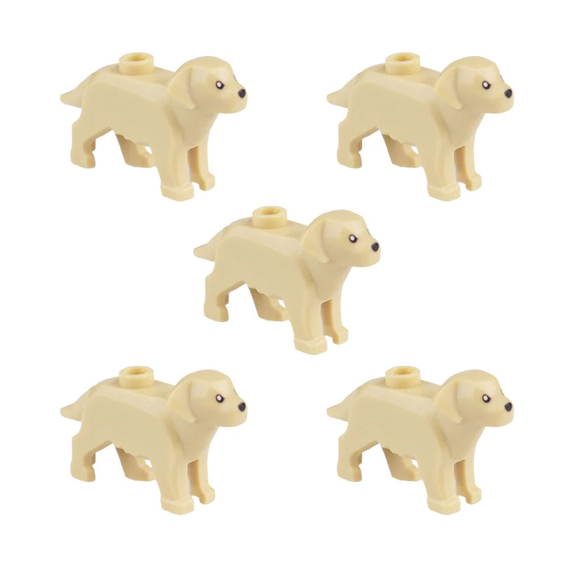 Compatible Animals Building Blocks for Children MOC Golden Hair Police Dog Husky Bulldog Chihuahua Model Bricks Kids DIY Toys 5P