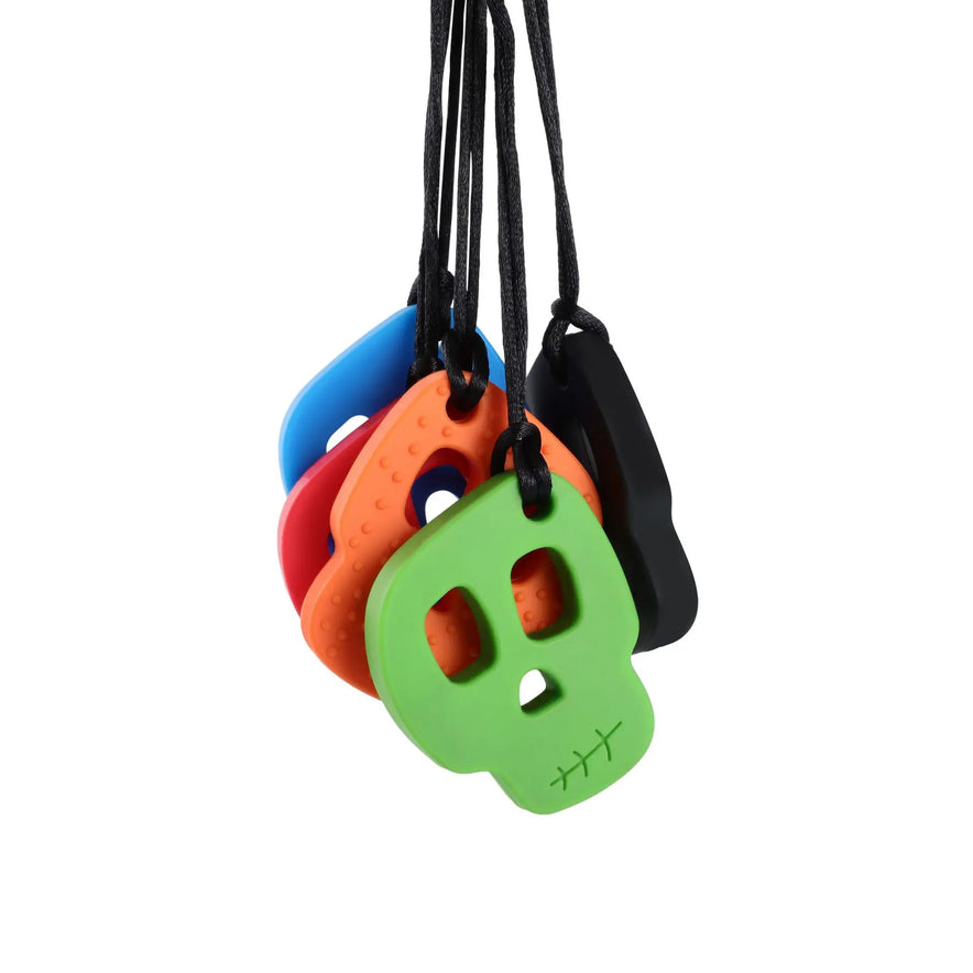 Silicone Skull Teething Necklace for Babies - Sensory Chewy Toy for Autism and ADHD