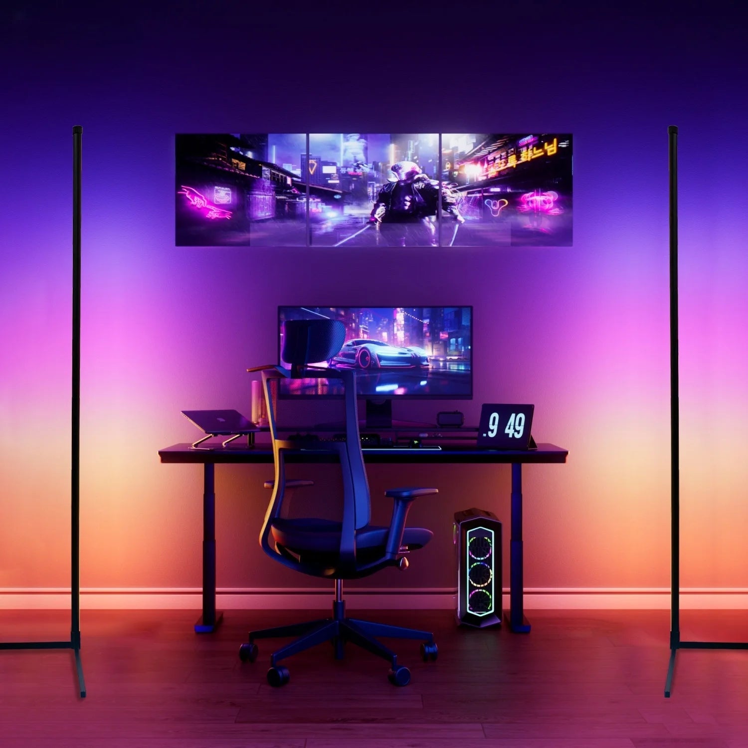 RGB LED Smart Modern Floor Lamp Music Synchronization 16 Million DIY Color Change Suitable for Gaming Room Parties, Etc.