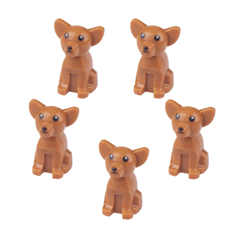 Compatible Animals Building Blocks for Children MOC Golden Hair Police Dog Husky Bulldog Chihuahua Model Bricks Kids DIY Toys 5P