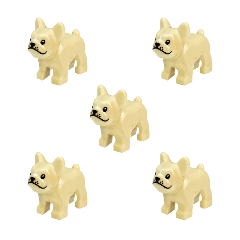 Compatible Animals Building Blocks for Children MOC Golden Hair Police Dog Husky Bulldog Chihuahua Model Bricks Kids DIY Toys 5P