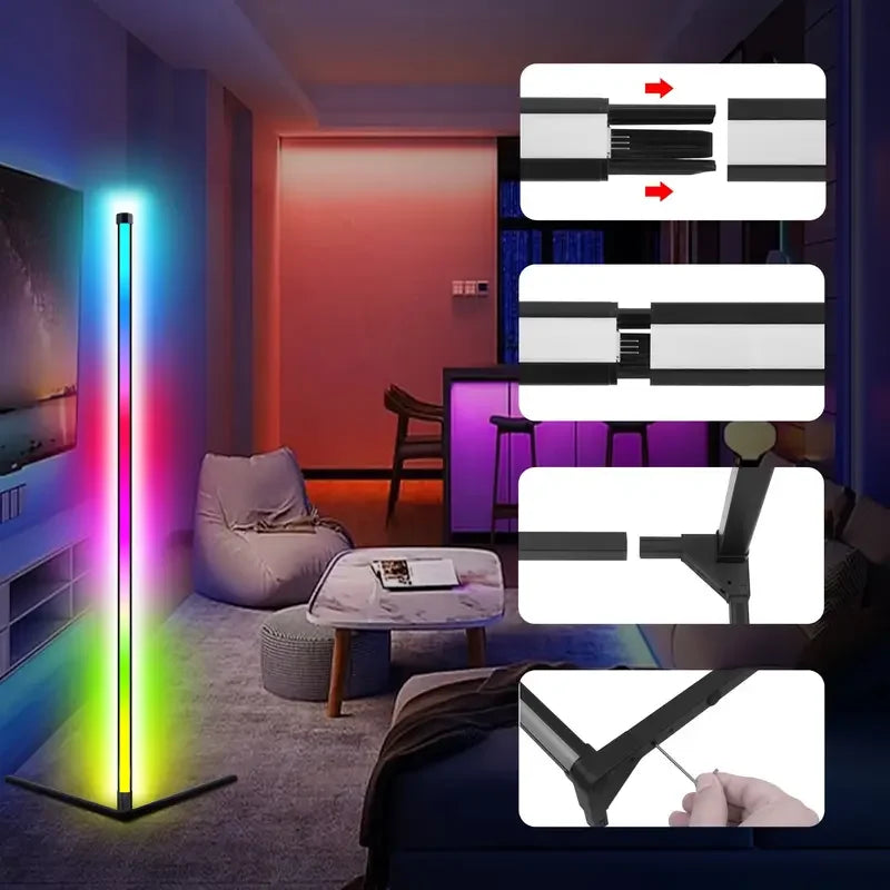 RGB LED Smart Modern Floor Lamp Music Synchronization 16 Million DIY Color Change Suitable for Gaming Room Parties, Etc.