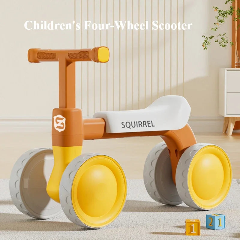Baby Four-Wheel Walker Balance Bike Toddler Outdoor Scooter Infant Ride on Toy No Pedal Birthday Gifts for Babies Aged 1 to 3