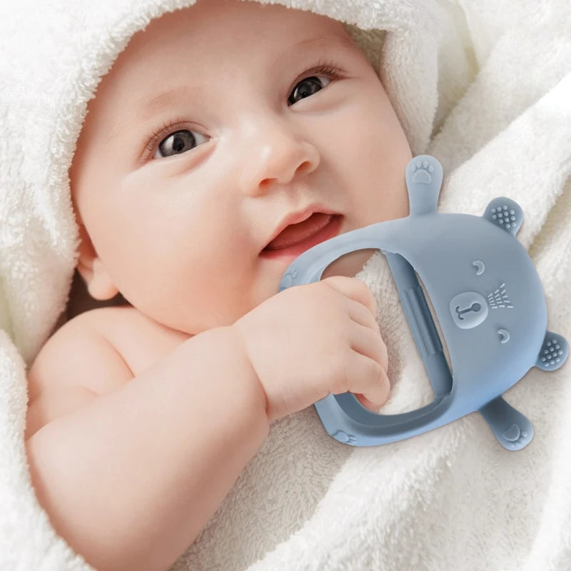 Baby Teether Gloves Kids Cartoon Bear Teething Silicone Dental Care Gums Anti-Eating Hand Molar Stick BPA Free Baby Accessorie