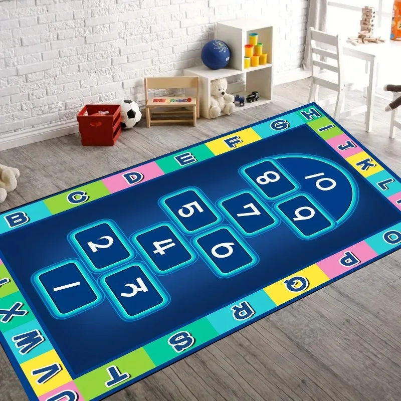 Children'S Hop Count Rugs Hopscotch Large Area ABC Alphabet Education Playroom Carpet Decor Bedroom Anti-Slip Floor Mat Alfombra