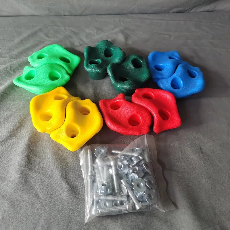 10-Piece Kids Rock Climbing Wall Hold Set - Indoor/Outdoor Playground Stones for DIY Fun