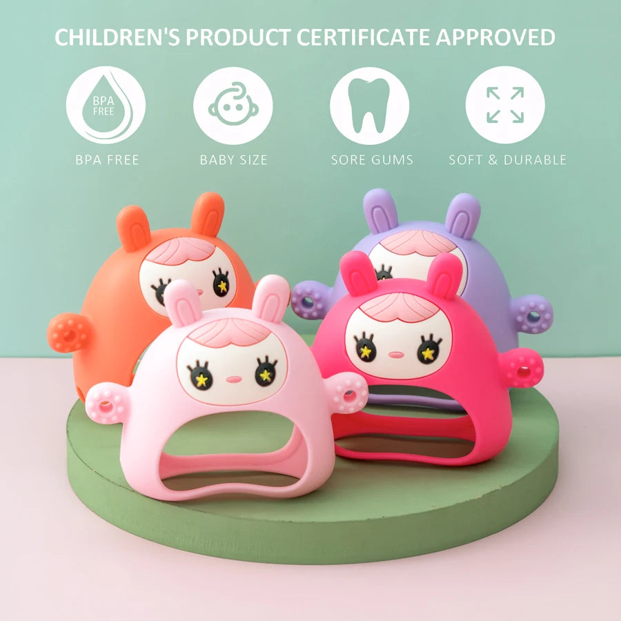 Color Kids Silicone Teether Toy BPA Free Baby 0-12 Toys Teething Gloves Sensory Toys for Kid Silicone Animal Soothing Molar Toys