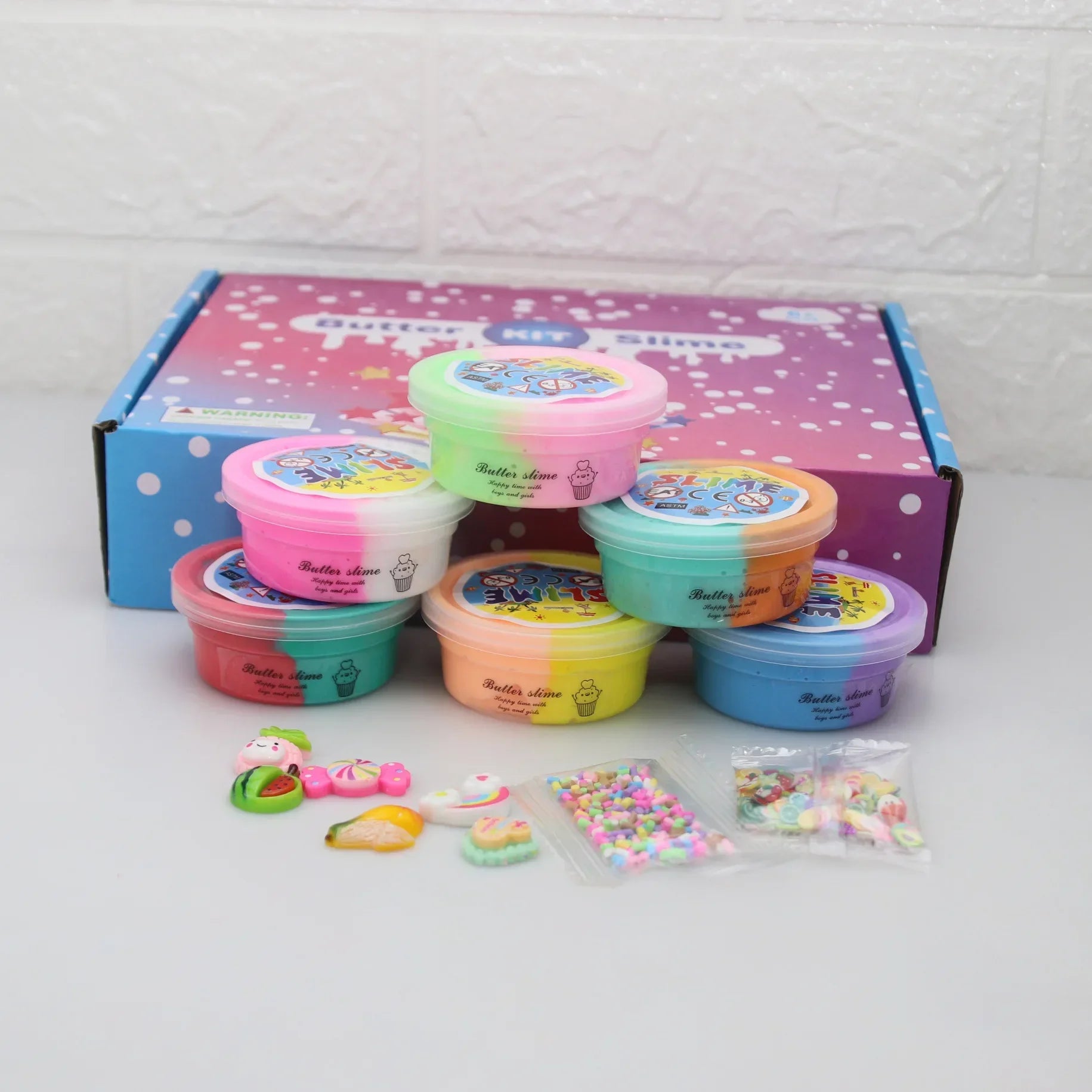 Slime Fluffy Kit for Enfant 50Ml Color Mud Butter Mud DIY Plasticine Bambini Children'S Toys 6Pcs Color Matching Cotton Mud Set