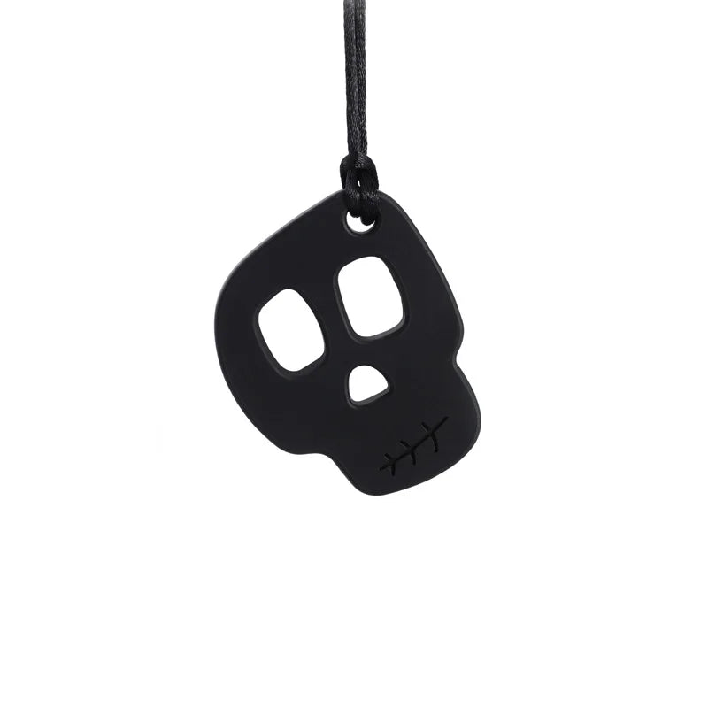 Silicone Skull Teething Necklace for Babies - Sensory Chewy Toy for Autism and ADHD