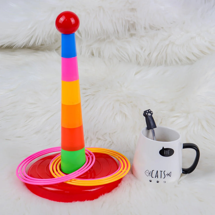 Children'S Game Tower Throwing Ring Toy, Interactive Family Fun Puzzle Toy, with Throwing Ring, Christmas Gift
