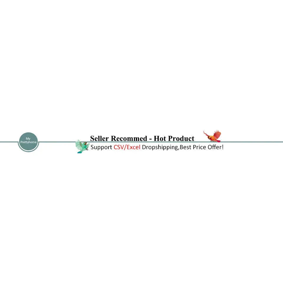 Banner reading Seller Recommended - Hot Product with a green bird and a red bird; it says, Support CSV/Excel Dropshipping, Best Price Offer! featuring our Crystal Salt Lamp with USB Aroma Purifier & LED Multicolor Night Light. Green logo: My PrettyHome.