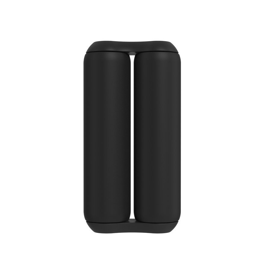 The ONO Roller Soft Touch Plastic in black features two vertically joined, rounded cylinders and is ideal as a discreet stress-relief fidget toy—shown front-facing on a white background.