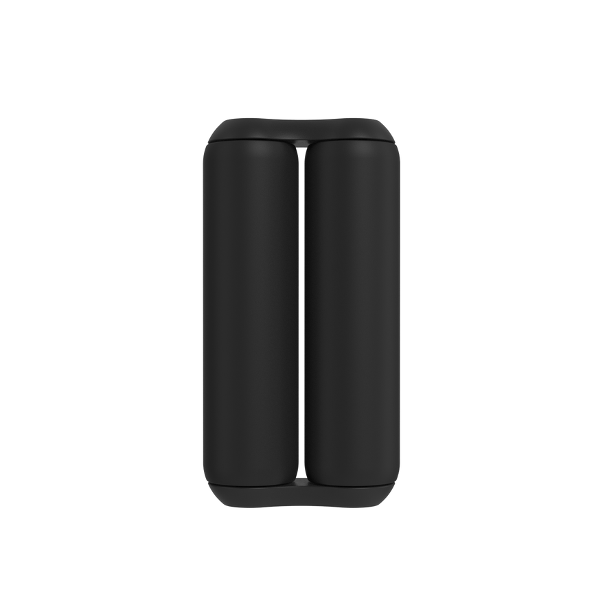 The ONO Roller Aluminum in Midnight features a smooth matte black cylindrical design with two vertically joined rounded sections, ideal for fidgeting, shown against a white background.