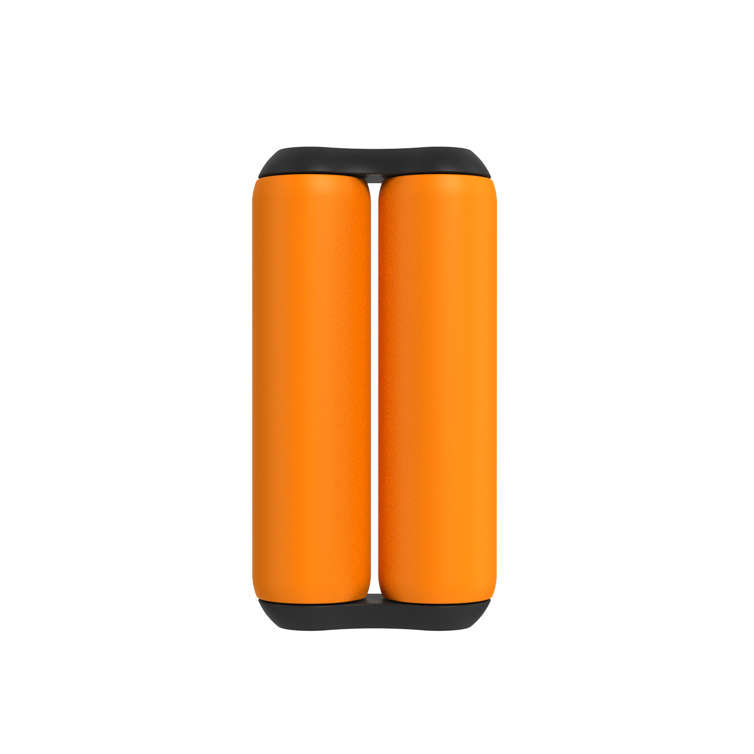 The ONO Roller Soft Touch Plastic in orange features two cylindrical sections side by side with black end caps, seen from above on a white background—perfect as a stress relief and fidget toy.