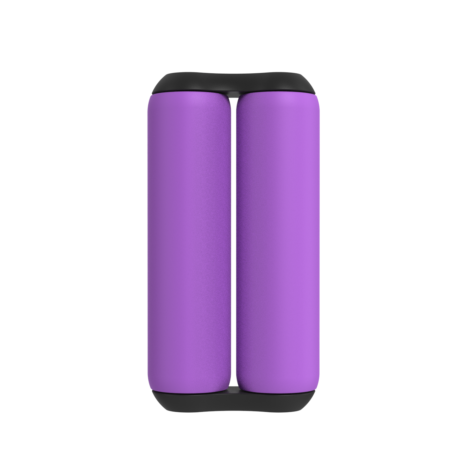 Two ONO Roller Soft Touch Plastic fidget toys in purple, each with black end caps, stand vertically side by side on a white background—perfect as silent stress relief rollers.