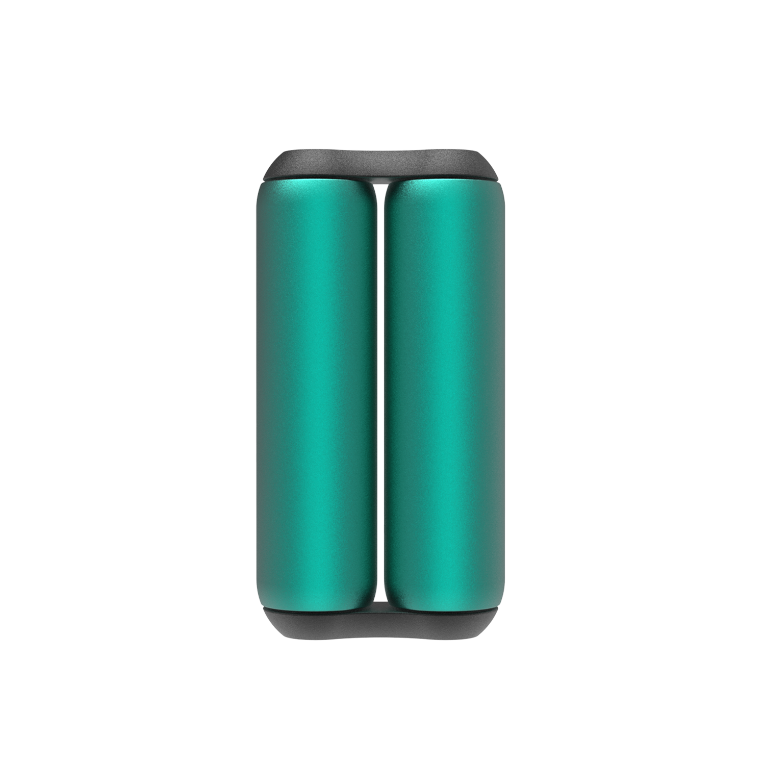A pair of turquoise ONO Roller Aluminum fidget rollers with rounded black ends are positioned vertically side by side against a white background.