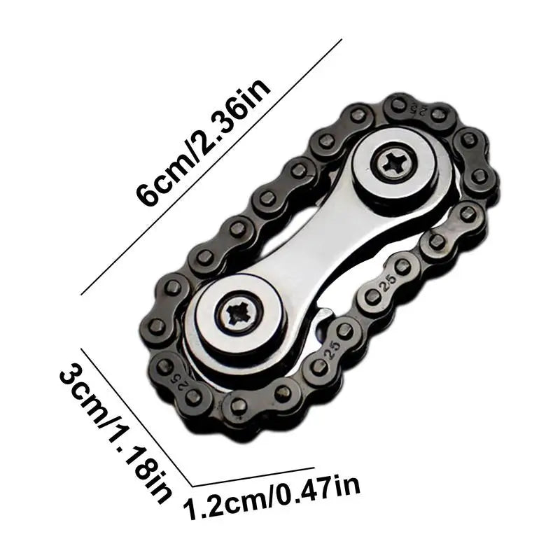 The Sprockets Flywheel Fidget Spinner features two metal rotating gears on a bar, measuring 6cm x 3cm x 1.2cm, ideal for dropshipping to stress-relief enthusiasts worldwide.