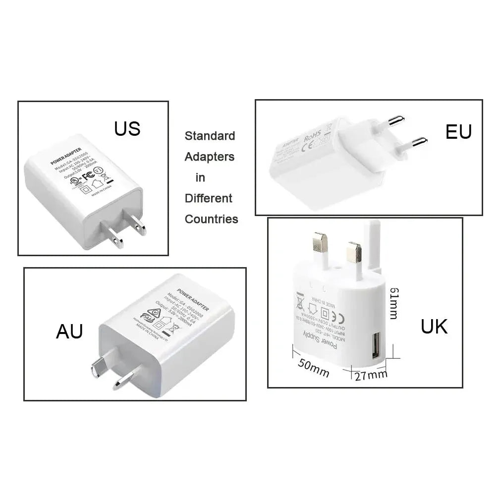 The Hexagonal LED Modular Night Light Panels for Sensory Rooms come with US, EU, AU, and UK power adapters. The UK adapter is 50mm x 27mm x 61mm—ideal for calming geometric lamps or color-changing sensory gadgets.