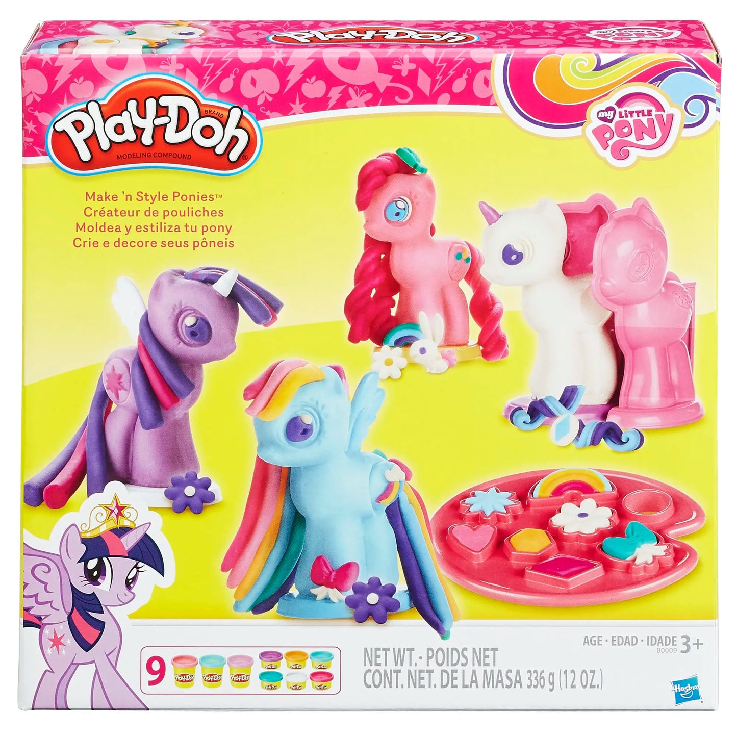 This My Little Pony Play-Doh set by TAKARA TOMY includes colorful pony molds, figures, and tools for modeling characters, with nine small tubs of vibrant Play-Doh. Its perfect for ages 3 and up, making it a great Easter basket stuffer or gift for kids. Color: black.