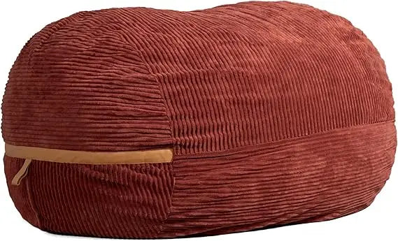 A Fuf XXL Foam Filled Bean Bag Chair, 6 feet, in terracotta is shown against a white background, featuring a removable cover.