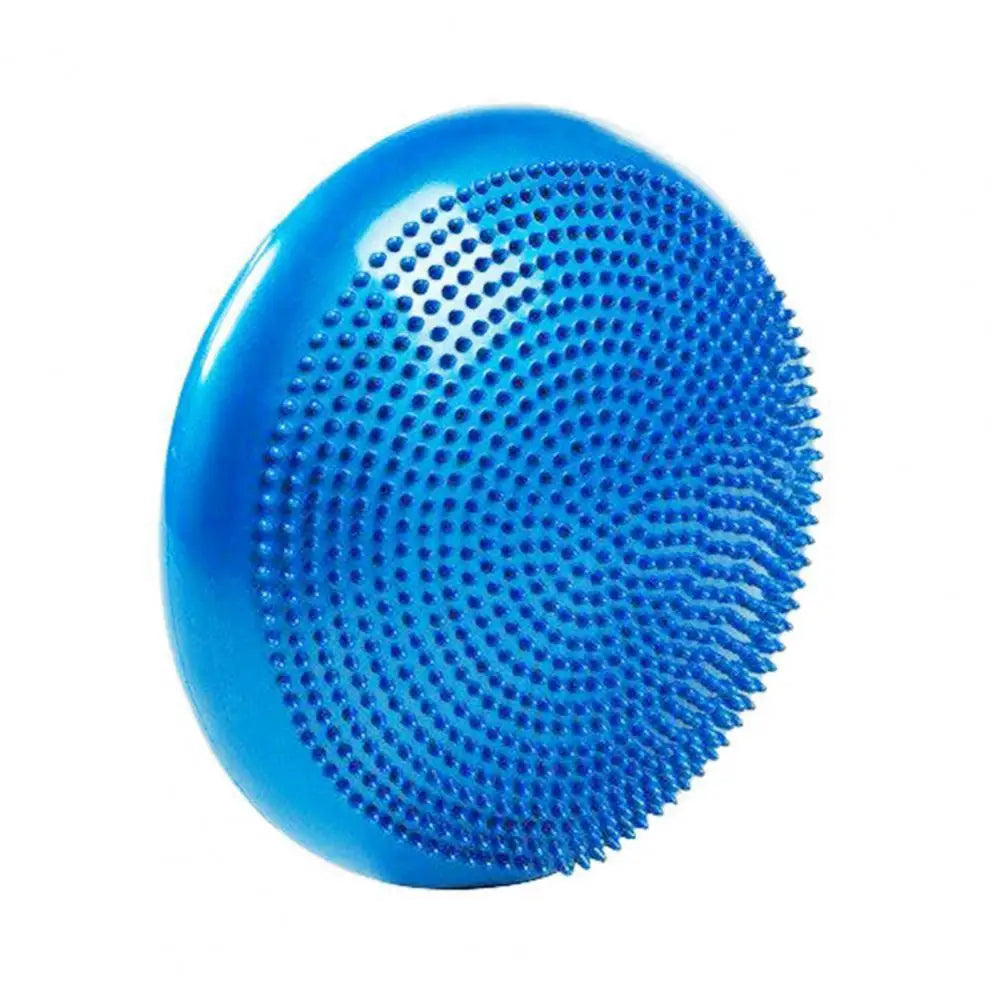 The Non-Slip Balance Training Mat Set includes a blue air cushion disc with a convex shape and textured surface featuring small, raised bumps, perfect for yoga and core strength enhancement.