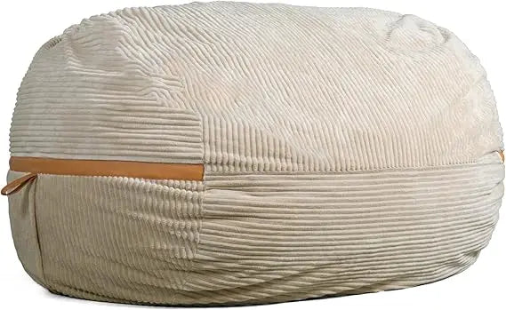 A Fuf XXL Foam Filled Bean Bag Chair, 6 feet in Vanilla Latte color, is shown against a plain white background.