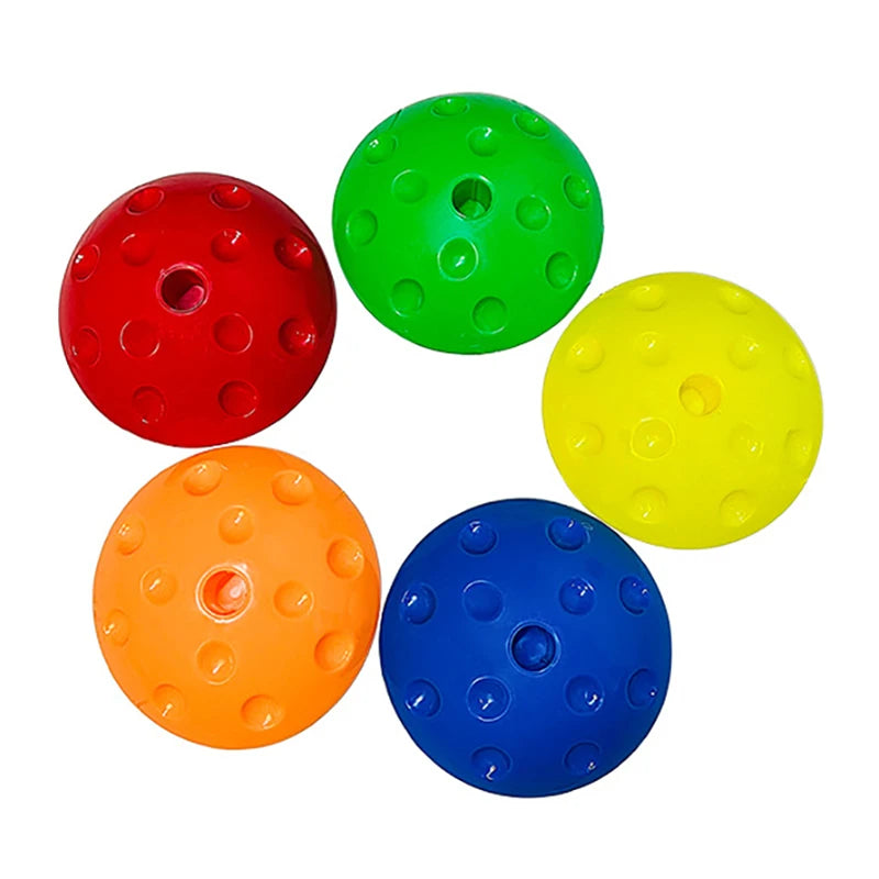 Featuring five Montessori-inspired Kids Balance Stepping Stones in red, green, yellow, orange, and blue, these sensory tools enhance motor skills with textured surfaces and dotted indentations.