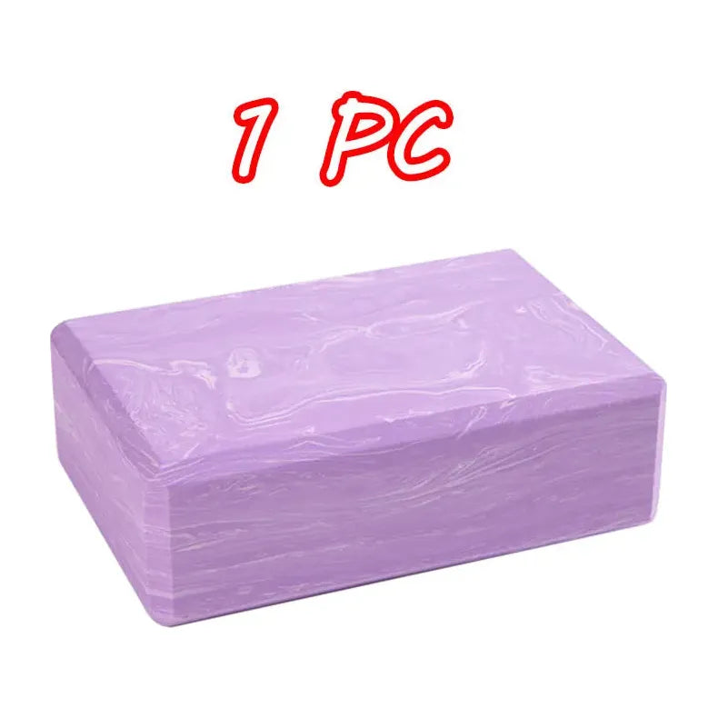 A lavender marbled yoga block labeled 1 PC sits against a white background. Ideal for enhancing outdoor sports or as a sensory toy, this versatile piece can also serve as a Montessori balance stone, enhancing play and integration activities.