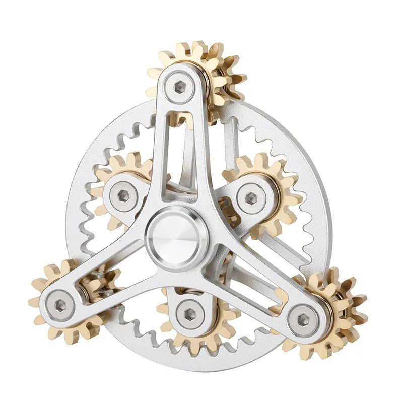 The Bike Chain Metal Fidget Spinner with Magnetic Slider features nine interconnected gears and a mechanical design, making it an ideal stress relief toy for adults and a fun gift.