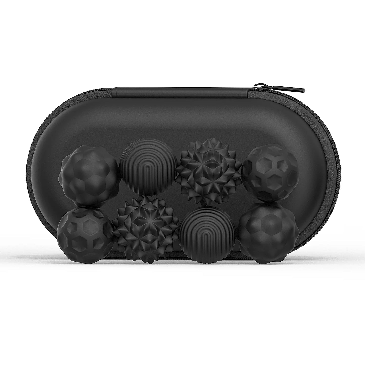 The black-8pcs 4Pcs 8PCS Silicone Magnetic Balls Set for Adults features eight textured, round balls with unique patterns—ideal as a portable fidget toy to calm restless hands and an anxious mind.