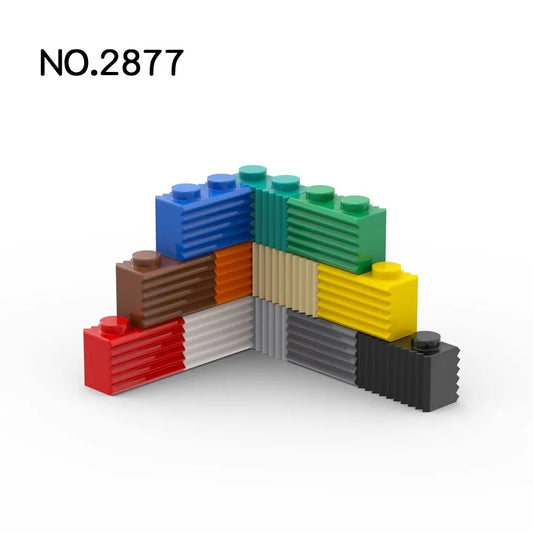 The 50 Pcs MOC Parts 2877 Brick Modified 1 x 2 with Grille Fluted Profile are Lego-compatible building blocks, ideal for developing fine motor skills and creative play. Each colorful rectangular piece fits perfectly into your custom builds.