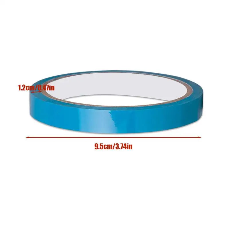 The Sticky Toys For Kids Multifunctional Tape, a blue adhesive roll measuring 1.2 cm wide and 9.5 cm in diameter, is ideal for kids and adults as a sensory, stress relief fidget toy—perfect for travel or everyday fun.