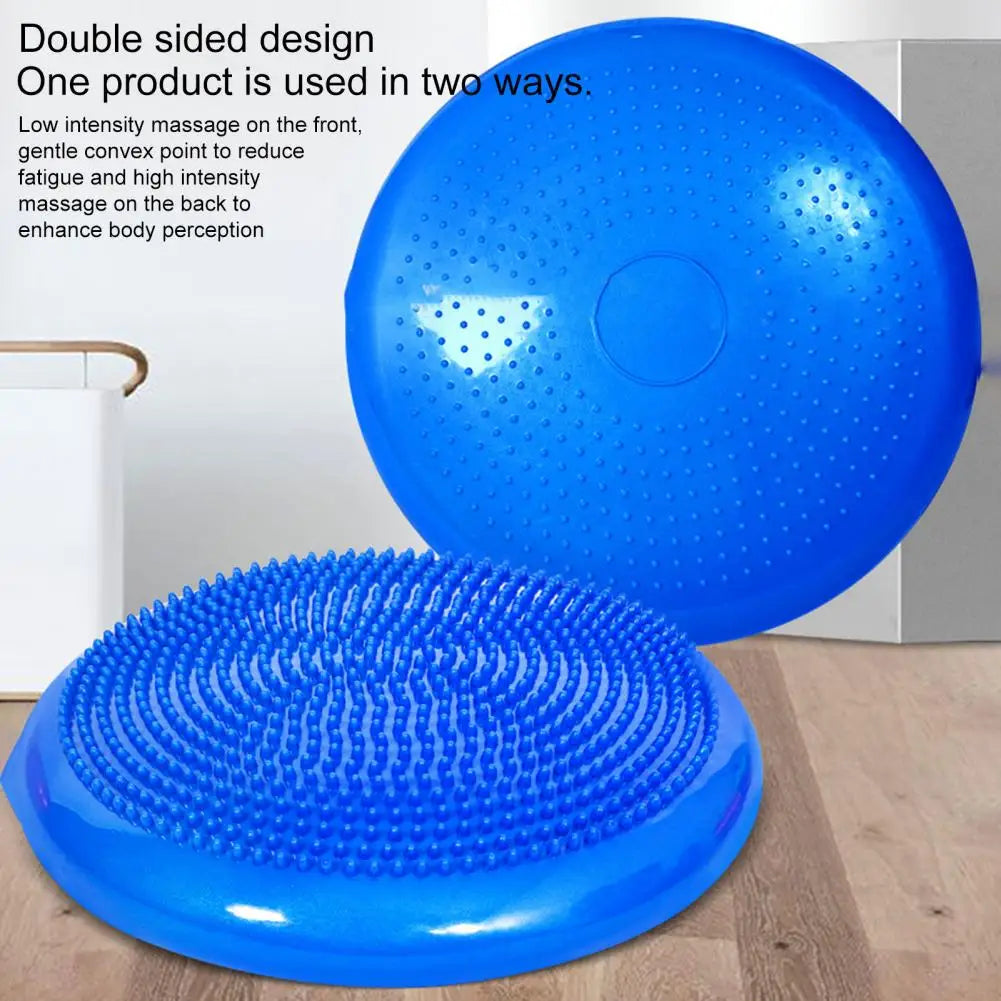 The Non-Slip Balance Training Mat Set with Air Cushion Disc is a versatile tool for yoga enthusiasts, featuring a spiky texture on one side and a gentle convex surface on the other to reduce fatigue, enhance body perception, and build core strength.