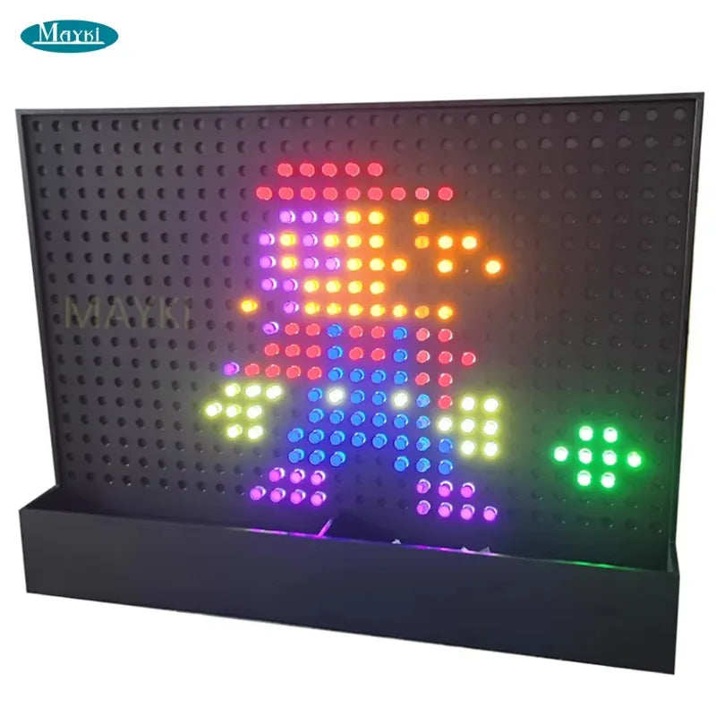 The High Quality Snoezelen Sensory Room Toy Light LED Acrylic Peg Board features colorful LED pegs arranged as a pixelated video game character—ideal as an interactive sensory wall panel for kids with autism.