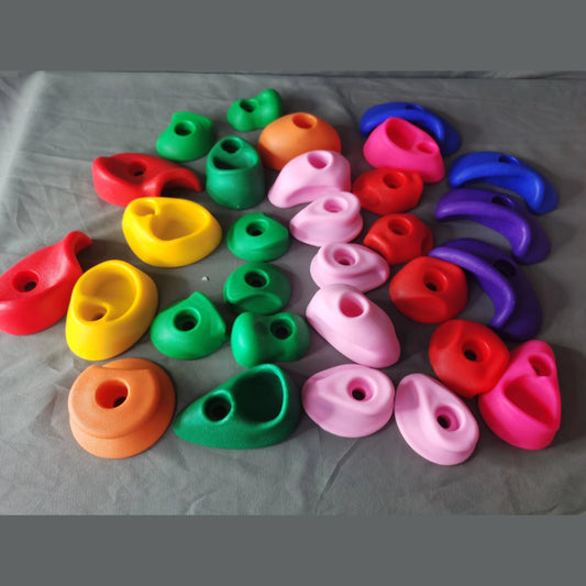 30-Piece Set of Colorful Rock Climbing Holds for Kids - Indoor/Outdoor Playground Grip Kit for Skill Development