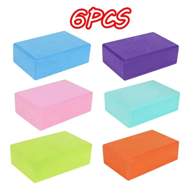 A set of six Montessori Sensory Balance Stones, perfect for outdoor play and integration activities, is displayed. The blocks in vibrant blue, purple, pink, turquoise, green, and orange hues capture attention with 6PCS written in bold red text above them.